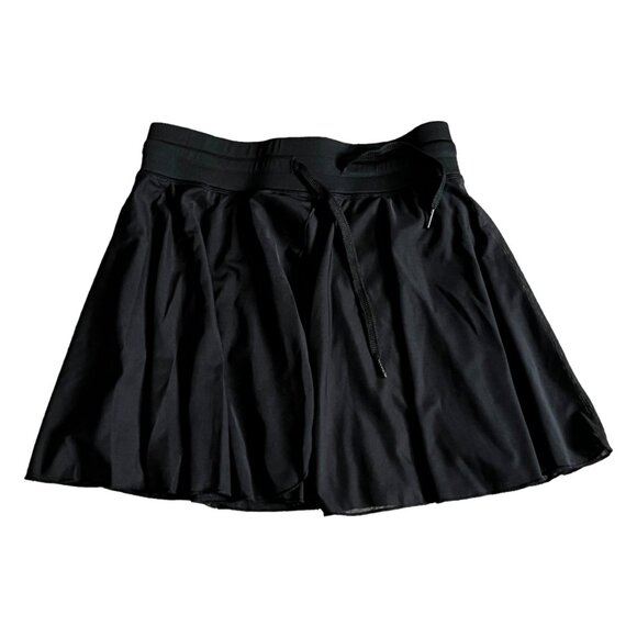 Halara Drawstring Contrast Mesh 2-in-1 Skirt Sz Medium Womens Black Flowy Dance - Picture 6 of 12